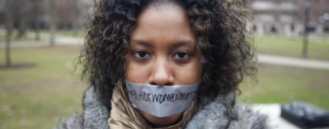 Woman in silent protest