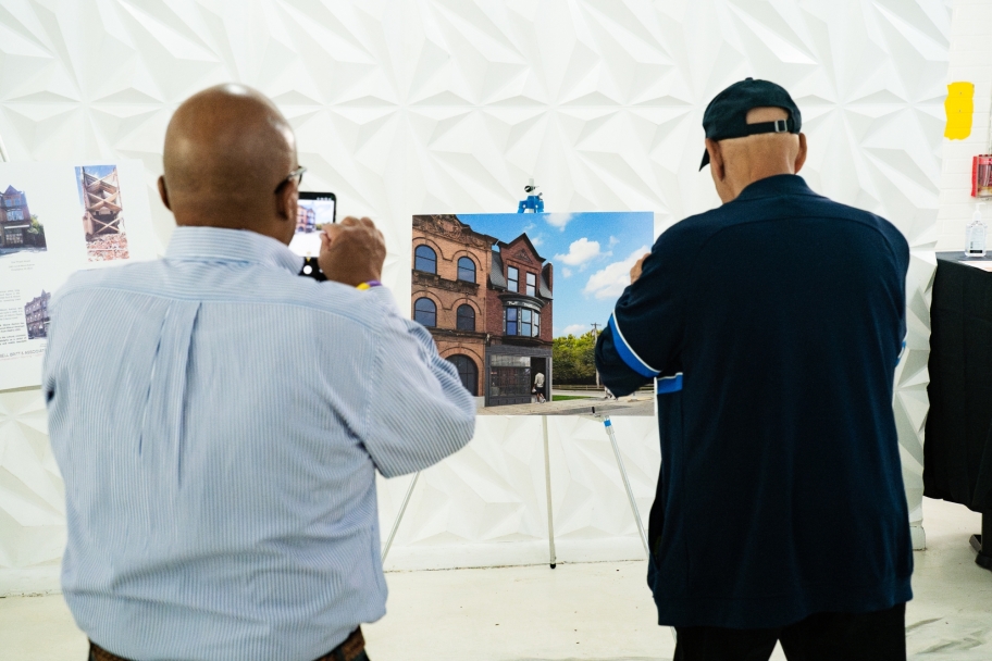 people taking photos of installation