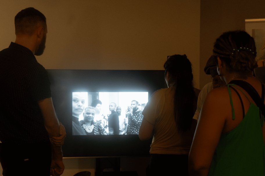 people watching video in the pyramid club