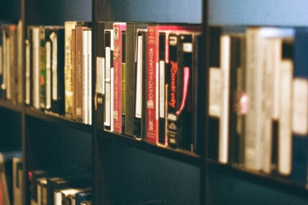 shelf of archival videos