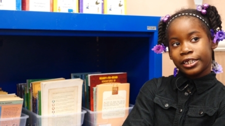 Student in library