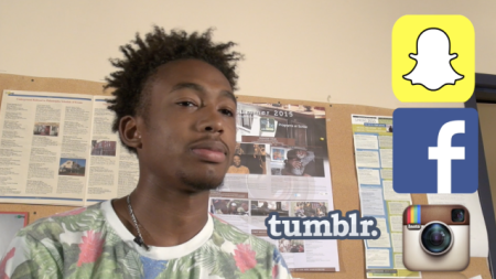 A young man and social media icons